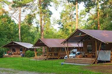 Typical Hampshire school trip glamping accommodation